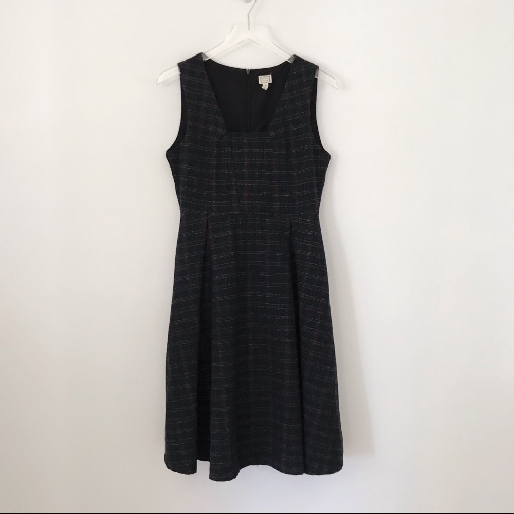Modcloth Black Textured Square-Neck Fit-and-Flare Dress - Picture 2 of 9